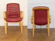 Used Vintage Gordon Russell Red/Burgundy Leather Quality Oak Framed Boardroom Chairs Sold as a Set of 6