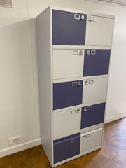 Used Bisley 10 Door Staff Lockers Purple & White Doors