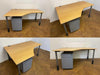 Used Kinnarps Beech Veneer Corner Desk & Silver Grey Pedestal LH
