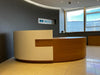 Used Oak Veneer Elliptical Reception Desk  2650mm x 1150mm