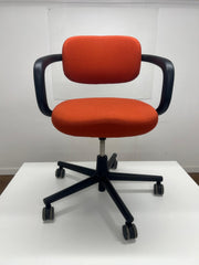 Used Vitra Allstar Orange Cloth Black Frame Swivel Chair