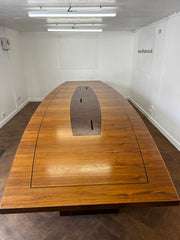 Used Walnut Veneer 4 Piece Barrel Shaped Boardroom Table 4820mm x 1510mm>1020mm