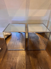 Borghese Art Deco Mirrored Bedside Cubes/Lamp Stands/Side Tables