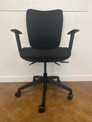 Mobili Black Cloth Square Back Swivel Chair.