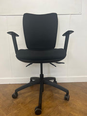 Mobili Black Cloth Square Back Swivel Chair.