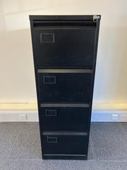Used Bisley Black Steel 4 Drawer Filing Cabinet