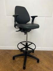 Used RH Activ 220 Black Vinyl Draughtsman/Technician/Industry Swivel Chair on Glides