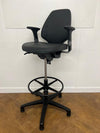 Used RH Activ 220 Black Vinyl Draughtsman/Technician/Industry Swivel Chair on Glides