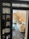Bespoke Designer Black Shiny Lacquered Bookcase over Doorway Designed by R.B Manufactured in Italy by Reflex