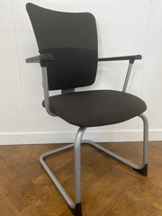 Used Steelcase Lets B Brown Cloth Cantilever Meeting Chair