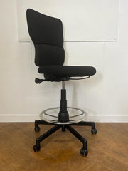 Used Steelcase Lets B Draughtsman/Technician/Laboratory Chair in Black Cloth