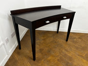 A Italian Curved 2 Drawer Dressing/Side Console Table Stained Dark Mahogany with Glass Top