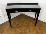 A Italian Curved 2 Drawer Dressing/Side Console Table Stained Dark Mahogany with Glass Top