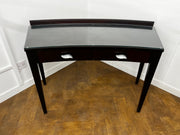A Italian Curved 2 Drawer Dressing/Side Console Table Stained Dark Mahogany with Glass Top