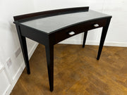 A Italian Curved 2 Drawer Dressing/Side Console Table Stained Dark Mahogany with Glass Top