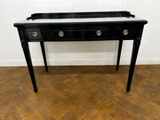 A 3 Drawer Dressing Table with Glass Top Finished in Black Lacquer.