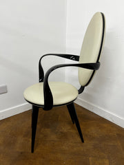 Designer Italian Reflex Bastide Cream Leather Chair Designed by Andree Putman