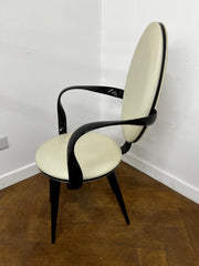 Designer Italian Reflex Bastide Cream Leather Chair Designed by Andree Putman
