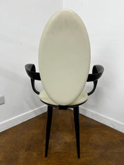 Designer Italian Reflex Bastide Cream Leather Chair Designed by Andree Putman