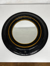Antique Late 20th Century Black & Gold Round Convex Port Hole Style Wall Mirror