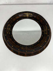 Antique Ebonized & Gilt Convex Circular Port-Hole Style Mirror