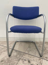 Vintage Vitra Vis-a-Vis Silver Framed Cantilever NON Stacking Meeting Chair in Blue Cloth (2001)