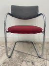 Vintage Vitra Vis-a-Vis Chromed Framed Cantilever Stacking Meeting Chair in Red & Grey Cloth