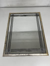 Vintage Distressed Framed Multi Linear Modernist Design Leaded Glass Wall Mirror