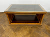 Oak Framed 2 Tier Coffee Table with Glass Top and Leather Inlay