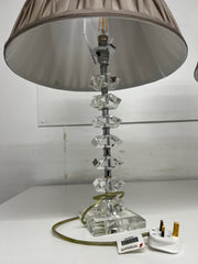 A Pair of Vintage Glass Table Lamps with Silk Shade