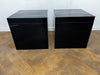 A Pair of Bespoke Designer Black Lacquered Bedside Cabinets/Lamp Cubes