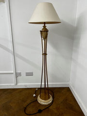 Neo-Classical Style Gilt Gold Floor Lamp with Marble Base and Shade