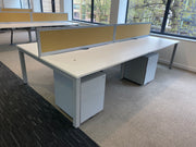 Used Senator (4 Person) White/Silver 1600mm x 800mm Bench Desks