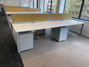 Used Senator (4 Person) White/Silver 1600mm x 800mm Bench Desks