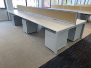 Used Senator (6 Person) White/Silver 1600mm x 800mm Bench Desks