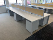 Used Senator (6 Person) White/Silver 1600mm x 800mm Bench Desks