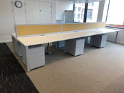 Used Senator (6 Person) White/Silver 1600mm x 800mm Bench Desks