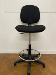 Used Draughtsman Technician Black  Cloth Swivel Chair on Glides