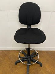 Used Draughtsman Technician Black  Cloth Swivel Chair on Glides