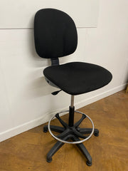 Used Draughtsman Technician Black  Cloth Swivel Chair on Glides