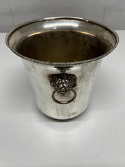 Antique French Silver Plated  Veuve Clicquot Ponsardin Ice Bucket with Lion Head Handles