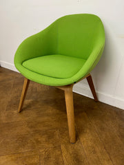 Used NaughtOne "Always" Solid Oak 4 Legged Chair in Green Cloth