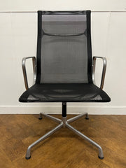 Original Vintage ICF EA112 Black Mesh High Back Office Chair on Aluminium Base