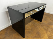 Art Deco Style Part Glazed Black Lacquered 2 Drawer Dressing Table.