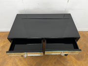 Art Deco Style Part Glazed Black Lacquered 2 Drawer Dressing Table.