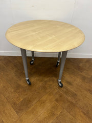 Used Maple Circular 900mm Diameter Meeting Table on Lockable Casters