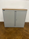 Used Triumph Steel Light Grey Desk High 2 Door Cupboard