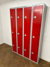 A Set of 4 x Elite Red/Grey Steel 3 Door Staff/Personnel Lockers