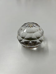 Vintage Austrian 32% Full Lead Silver Crystal Faceted Ball Paperweight