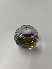 Vintage Austrian 32% Full Lead Silver Crystal Faceted Ball Paperweight